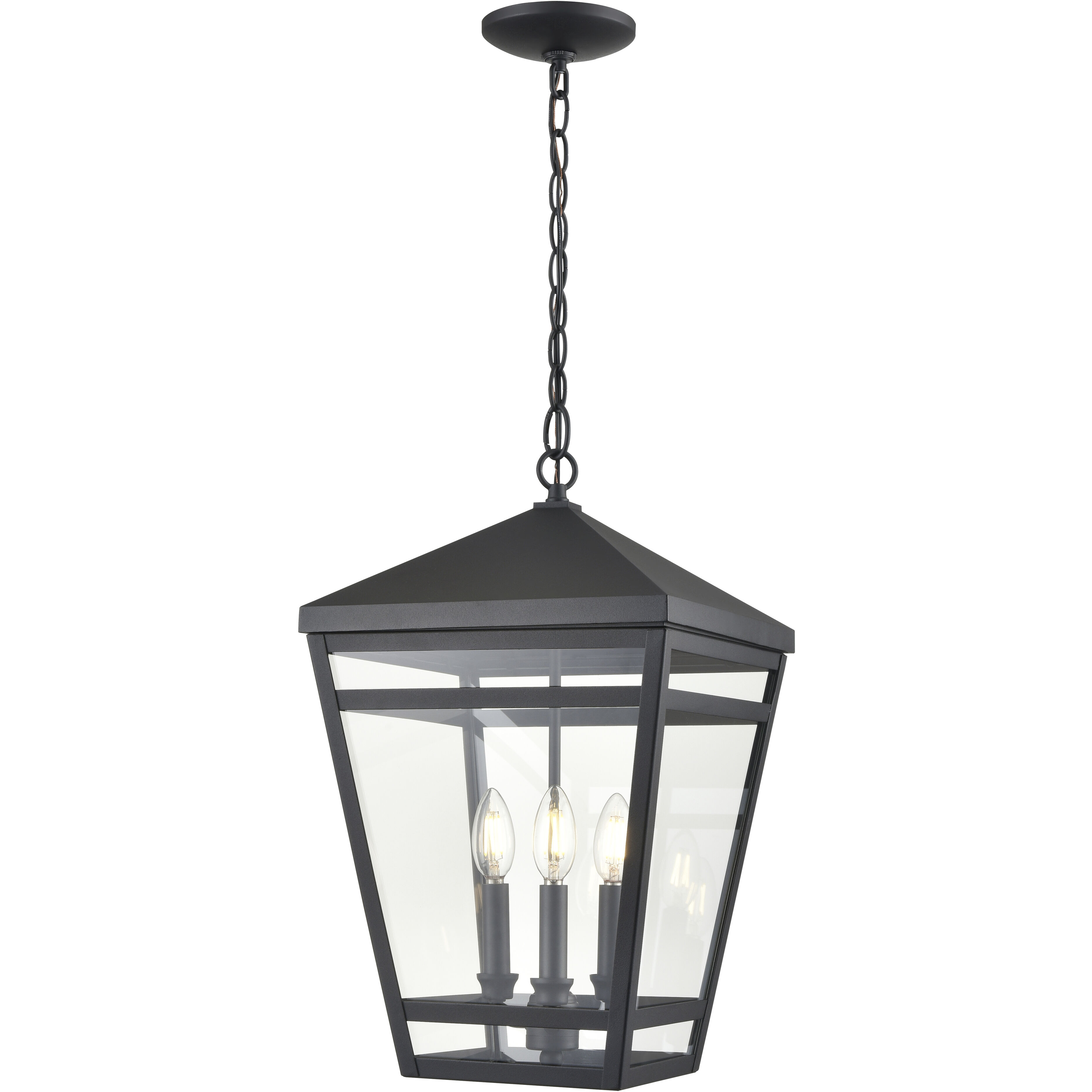 Seager 3 Light 12 inch Textured Black Outdoor Hanging Lantern